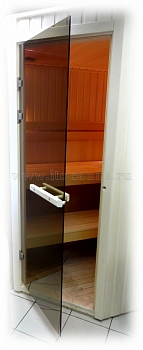Дверь для сауны стеклянная ПЛ-50Л (бронза), размер по коробке 2,10 х 0,80 м - компания ИТС