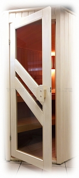 Дверь для бани и сауны с окнами. Модель ПЛ-35Л. Размер по коробке: 0,70 х 1,90 м.  - компания ИТС